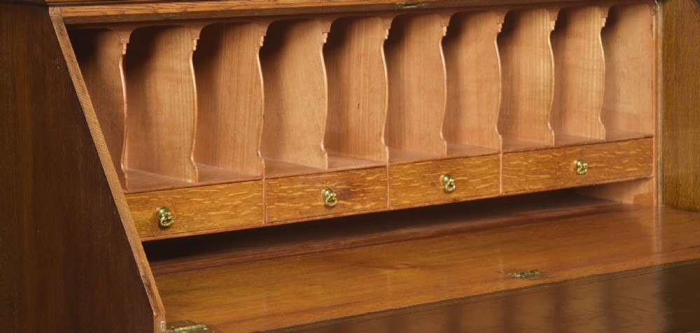 Arts and Crafts oak bureau in the manner of Shapland and Petter View IV