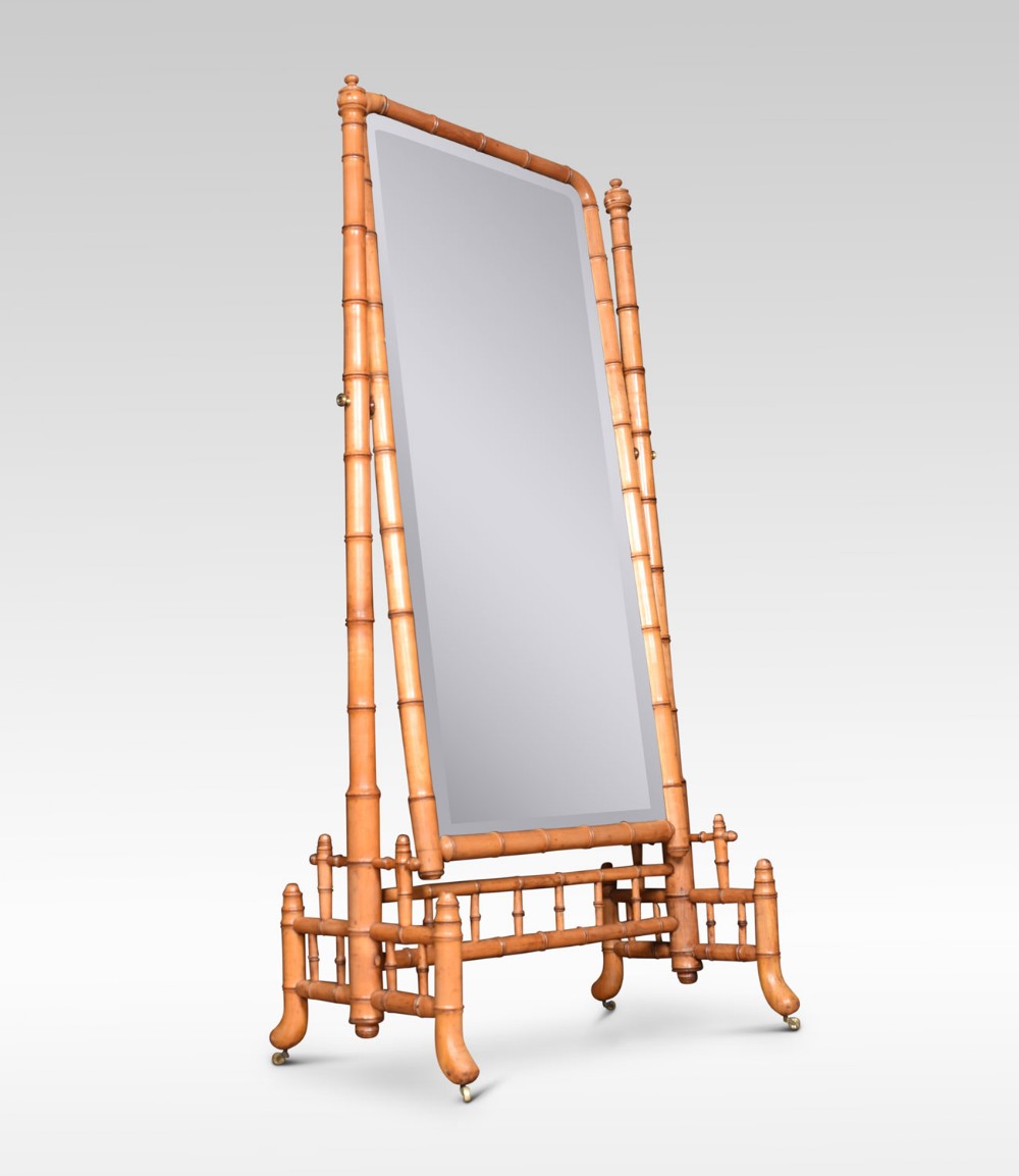Large Faux bamboo cheval mirror