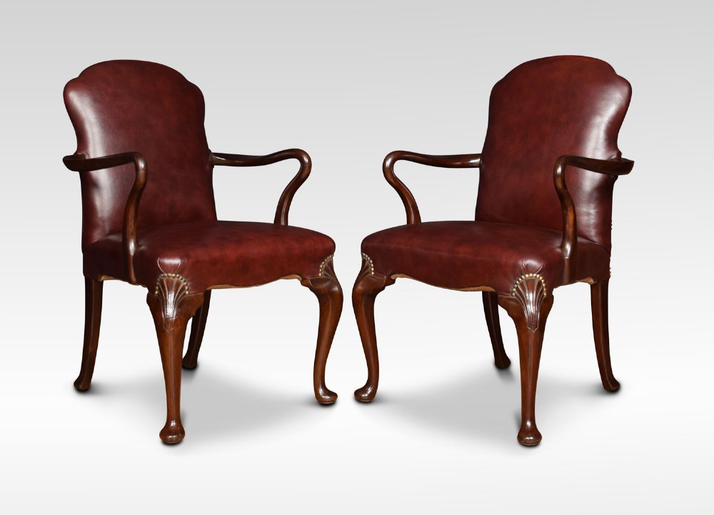 Pair of George III style mahogany armchairs