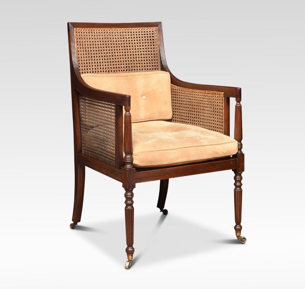 Regency mahogany bergere armchair
