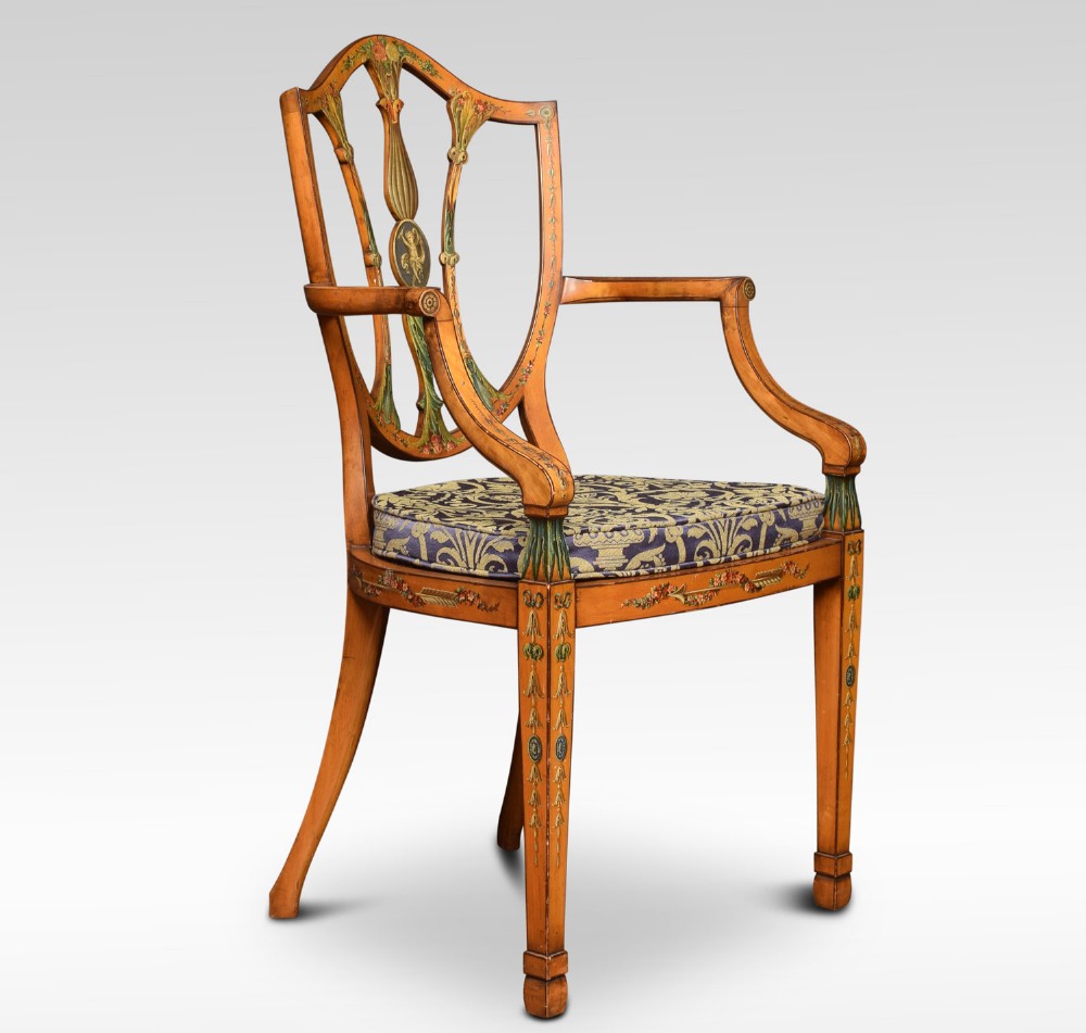 19th century Sheraton revival satinwood armchair