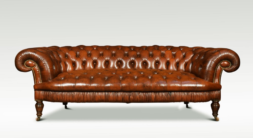 Leather deep buttoned chesterfield