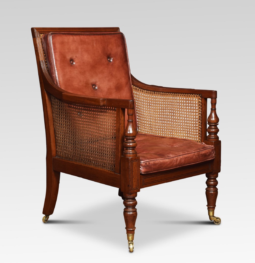 Regency mahogany bergere armchair