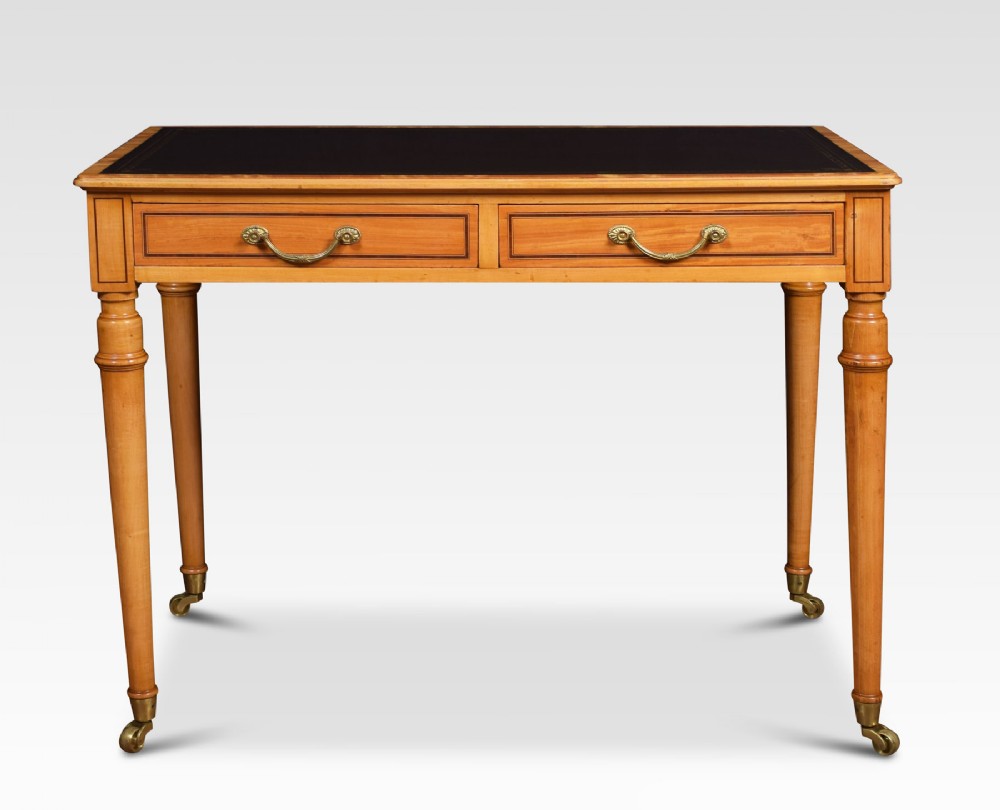 Satinwood two drawer writing table