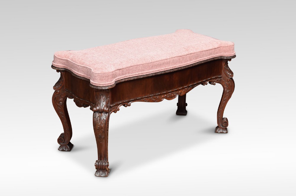 19th Century carved mahogany duet music stool