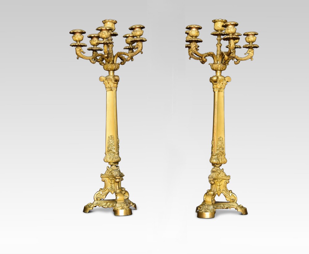 Pair of gilt metal five branch candelabra’s