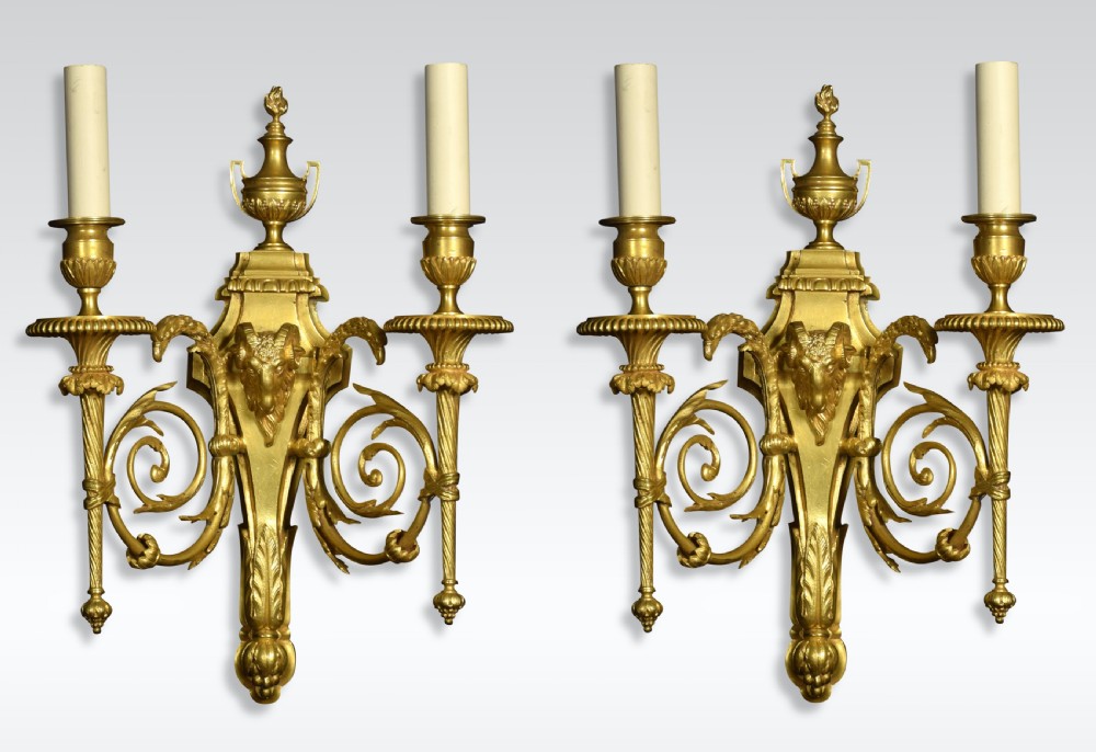 Pair of French gilded bronze wall lights