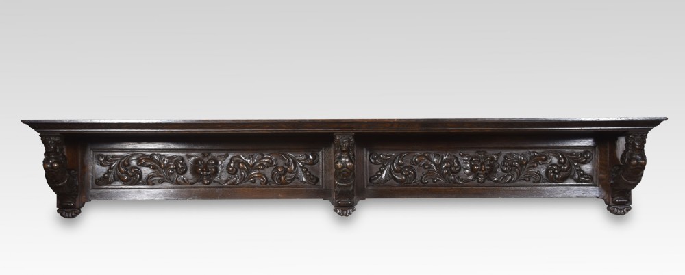 Large carved oak shelf