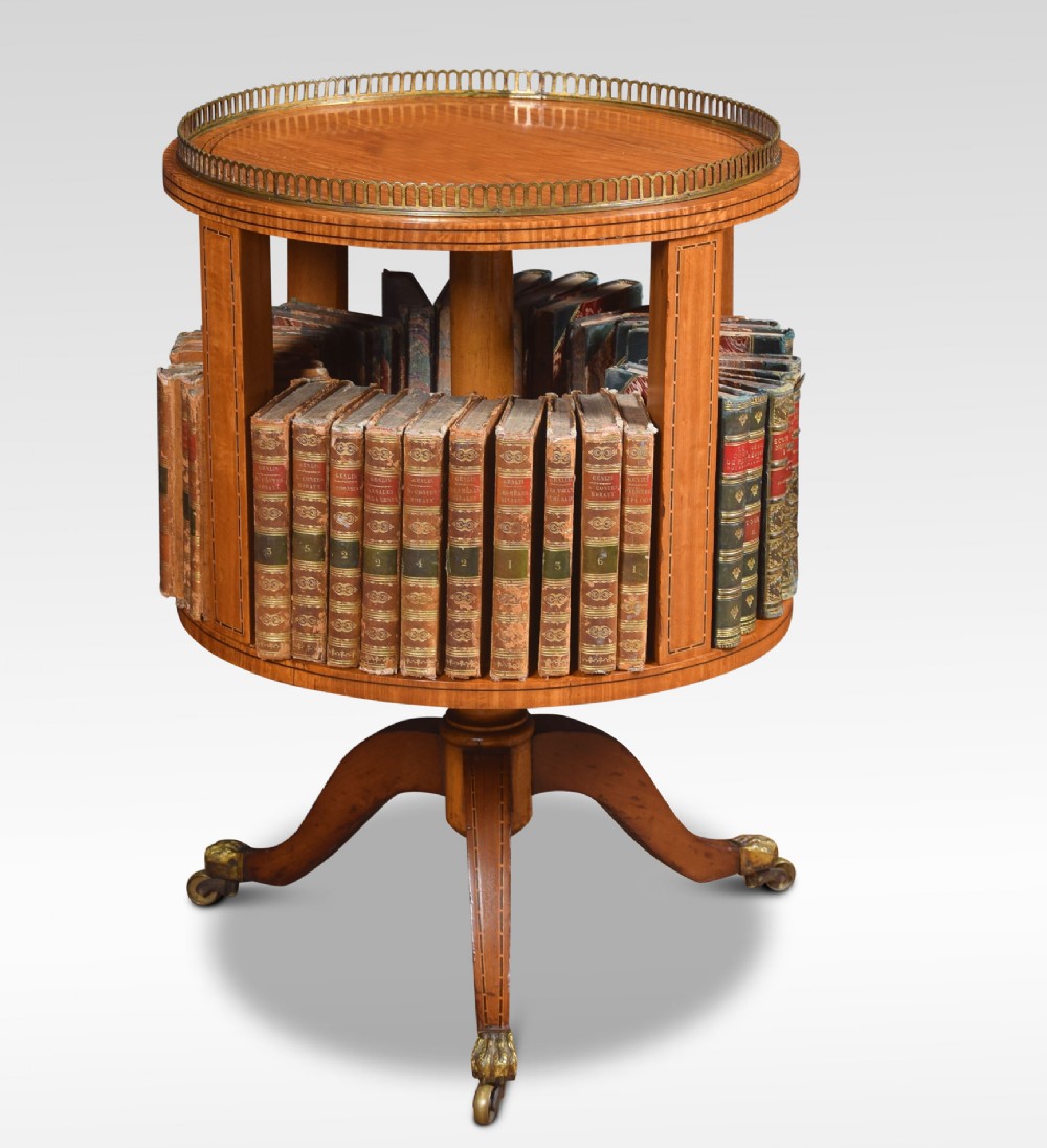 Satinwood circular revolving bookcase