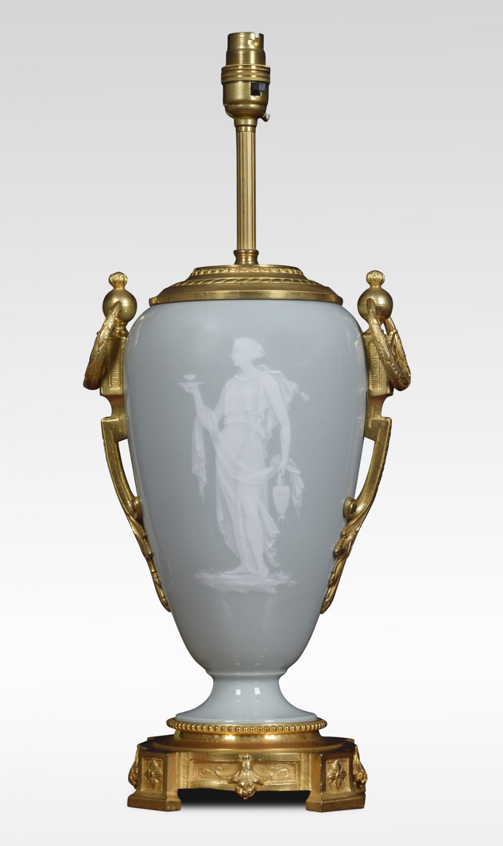 French ormolu mounted Limoges table lamp