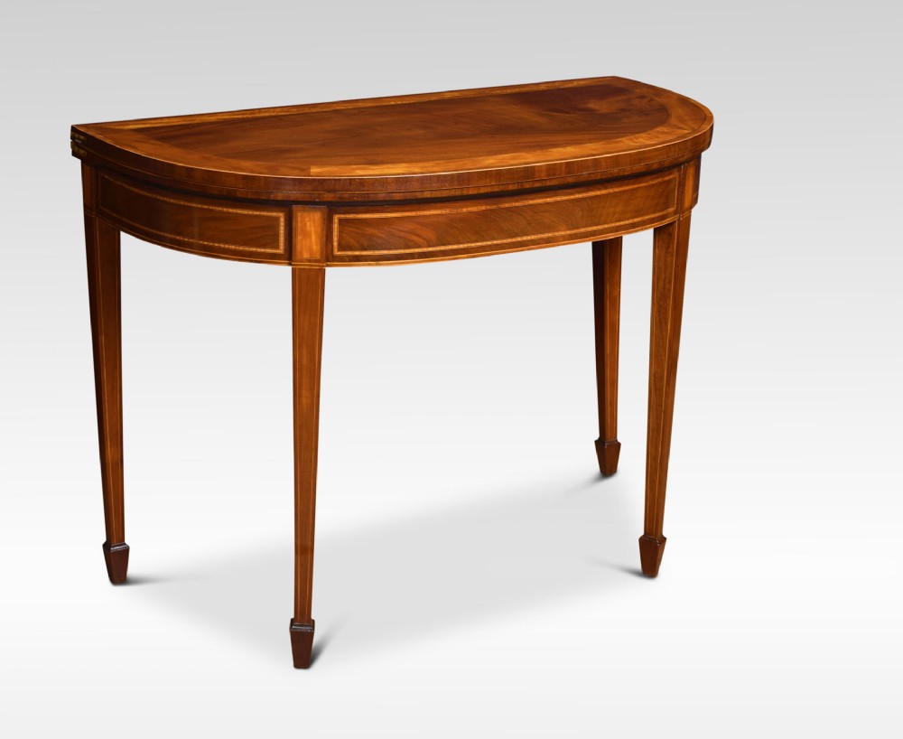 Sheratoin revival mahogany demi lune card table