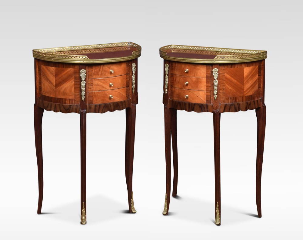 Pair of bow fronted bedside chests