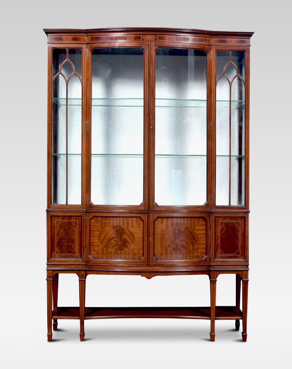 Edwardian mahogany bow front display cabinet