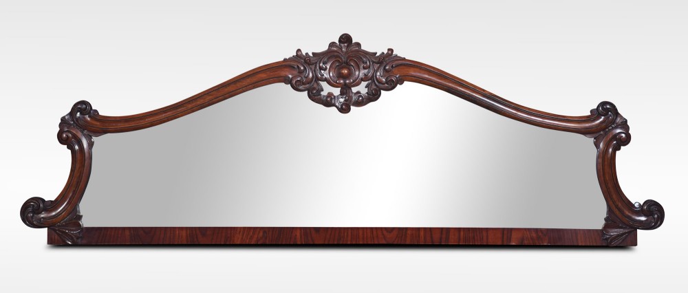 Carved rosewood over-mantle wall mirror