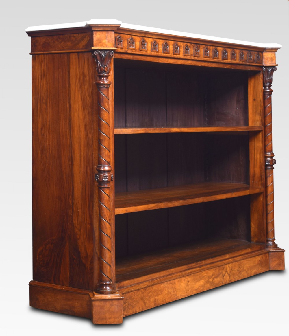 Gothic revival walnut open bookcase