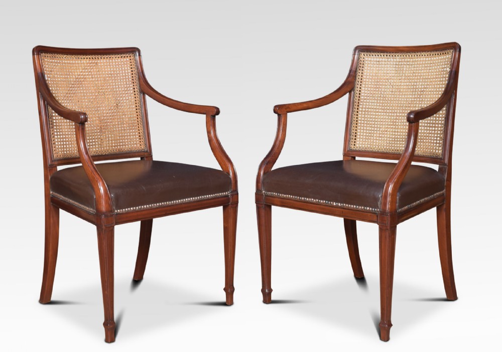 Pair mahogany Hepplewhite style office armchairs