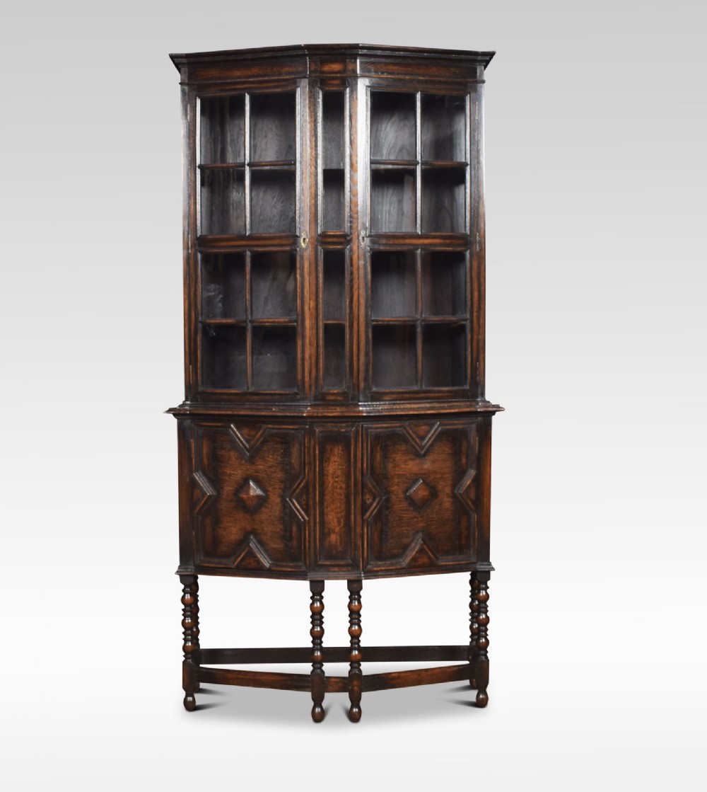 Jacobean style oak display cabinet