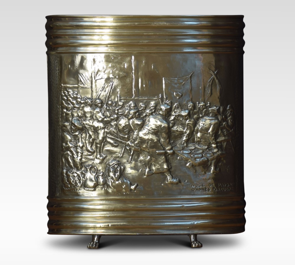 Dutch brass embossed umbrella stand