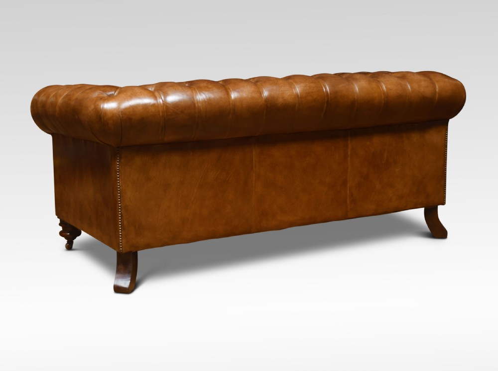 Pair of brown leather chesterfields View VII