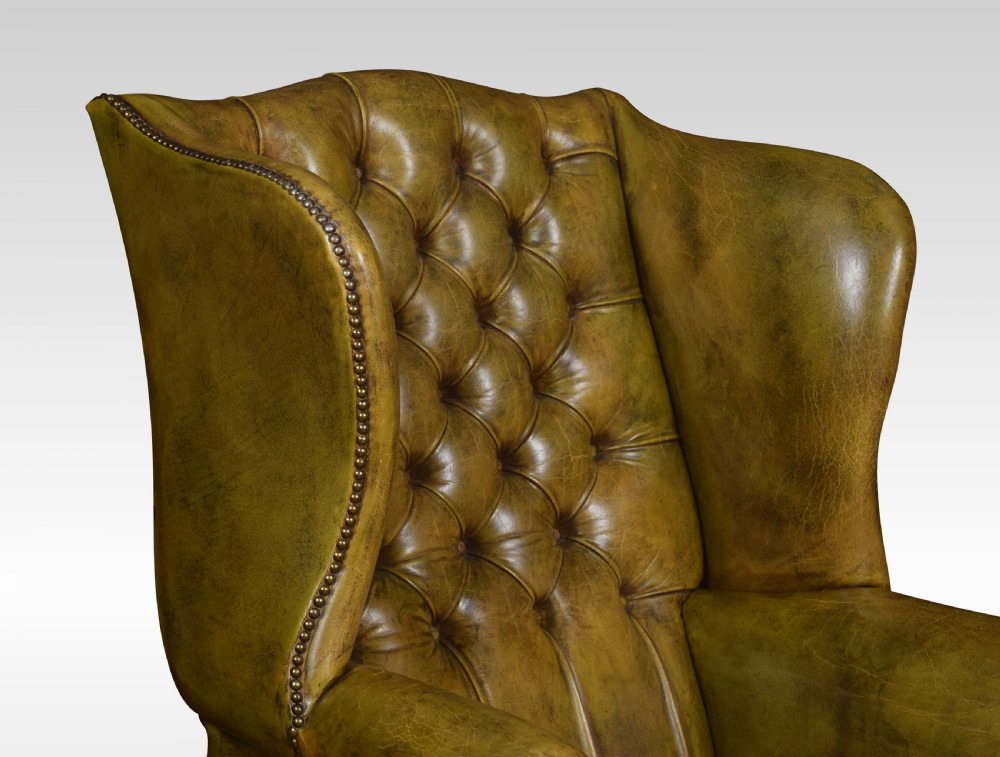 Leather upholstered wingback armchair View VII