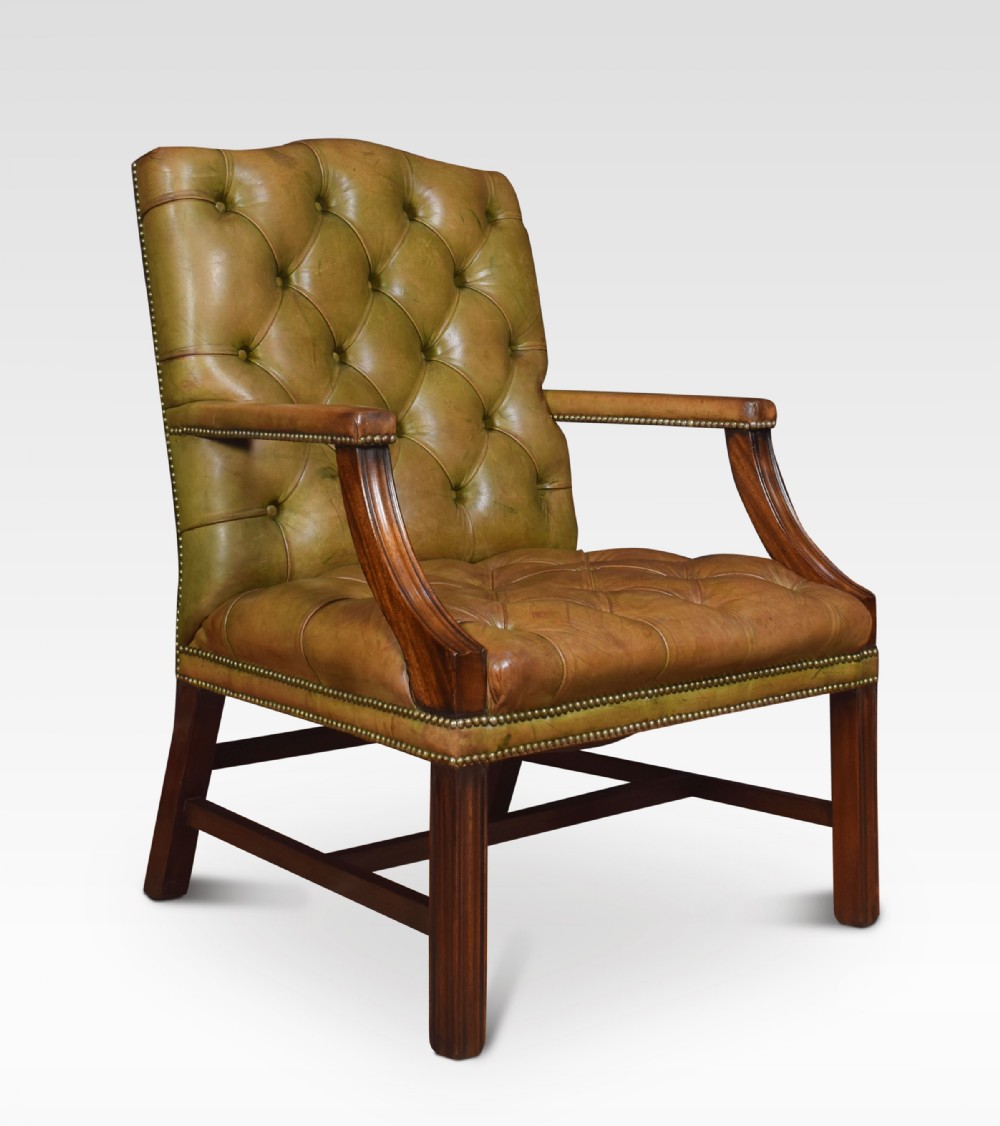 Georgian style leather Gainsborough library chair