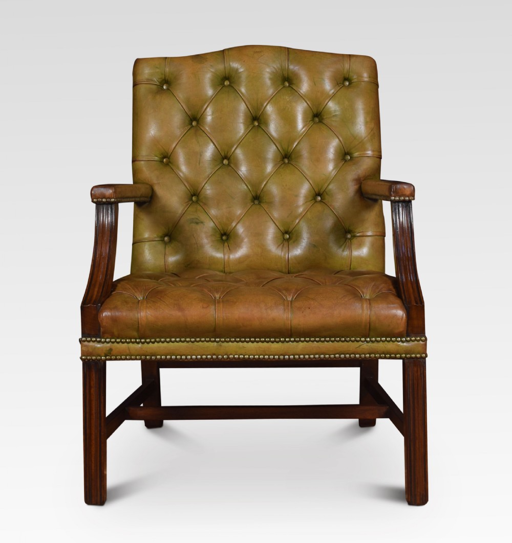 Georgian style leather Gainsborough library chair View III