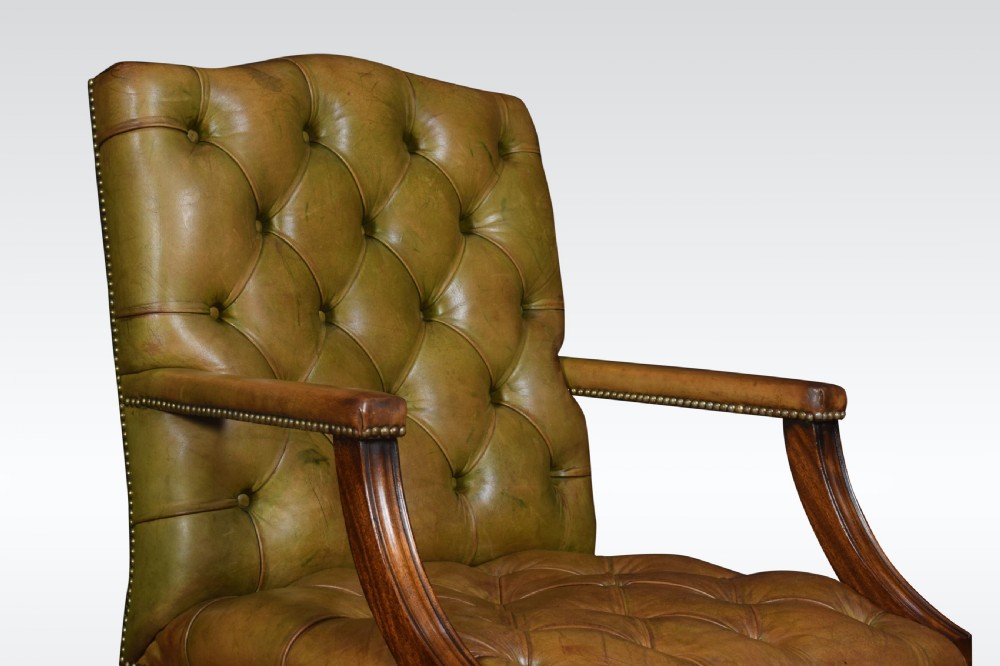 Georgian style leather Gainsborough library chair View IV