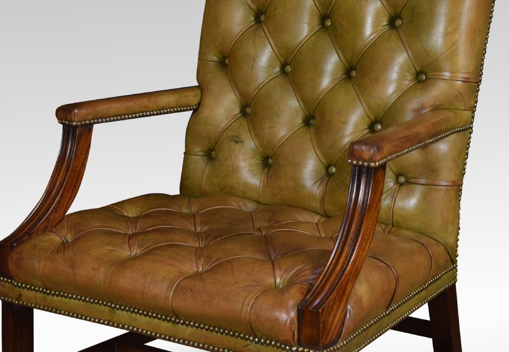 Georgian style leather Gainsborough library chair View V