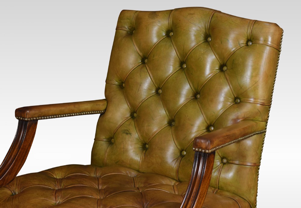 Georgian style leather Gainsborough library chair View VII