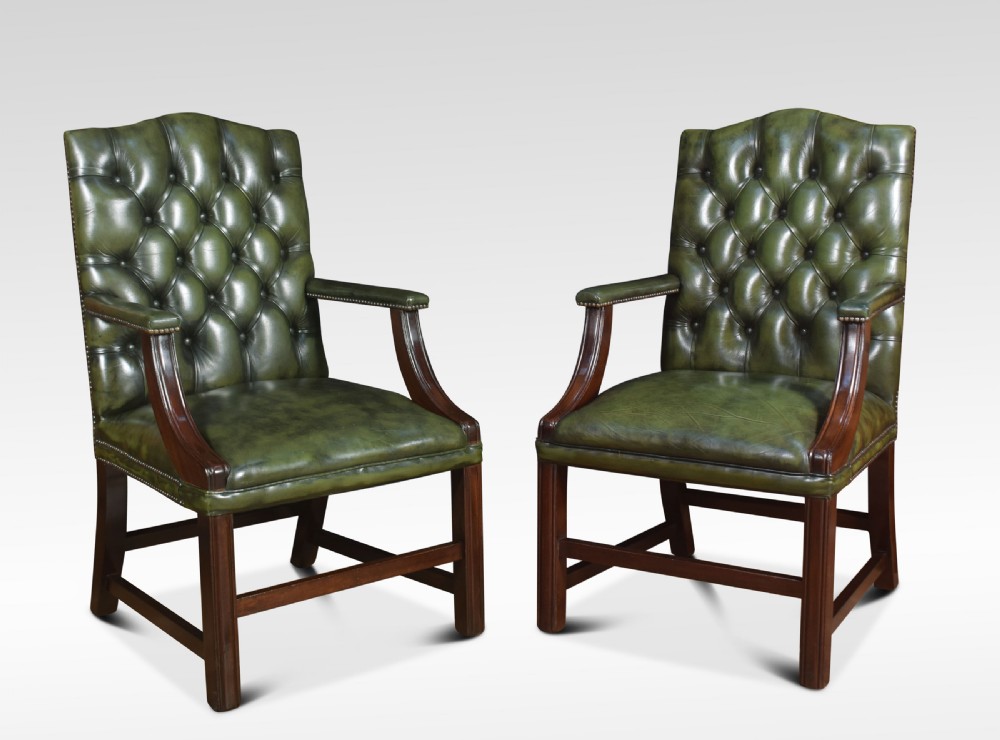 Georgian style leather Gainsborough library chairs