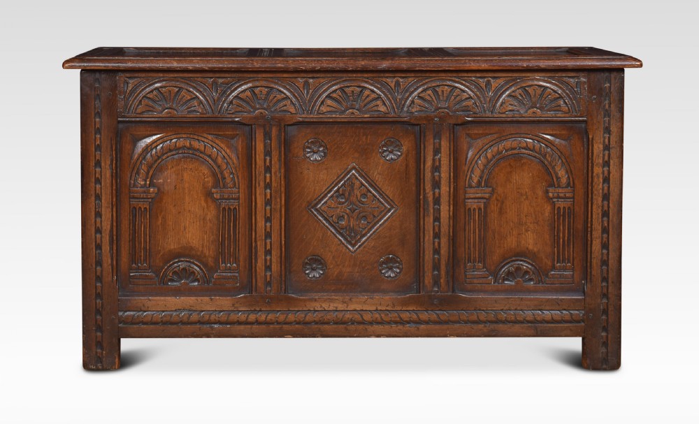 Oak carved coffer chest