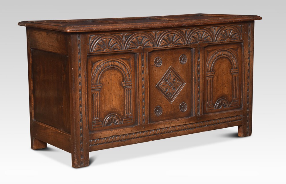 Oak carved coffer chest View III