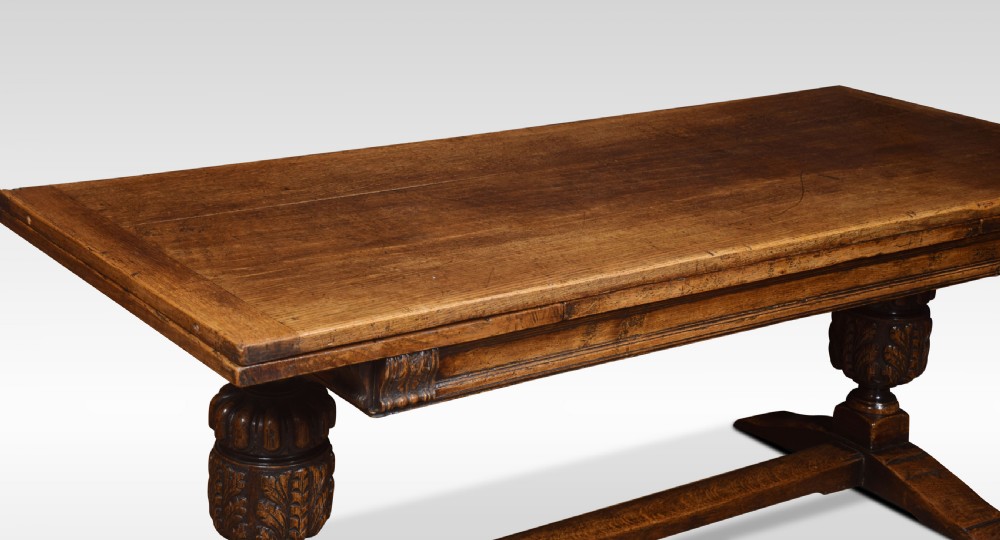 Large 18th century style oak refectory table View V