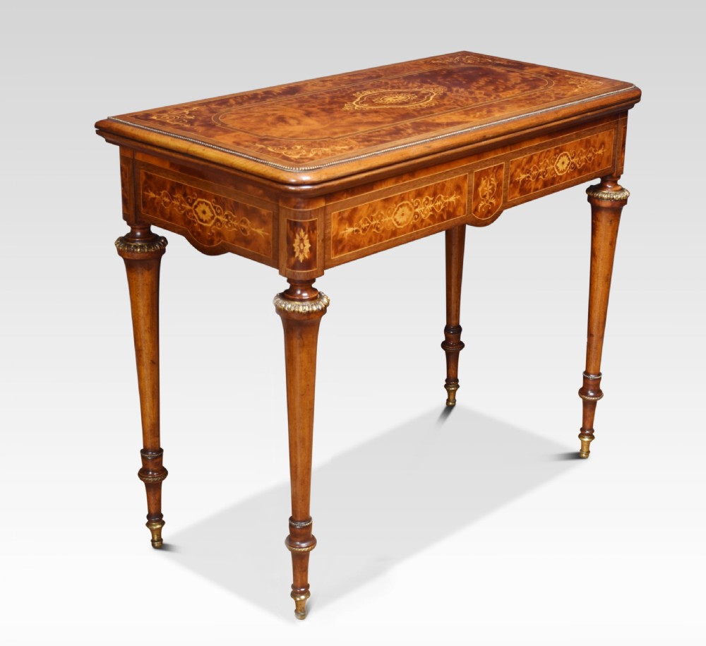 Amboyna inlaid card table