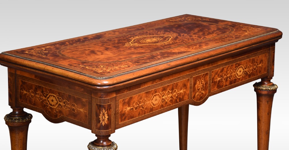 Amboyna inlaid card table View V