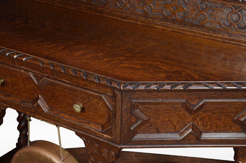 Carved oak hall table View VIII