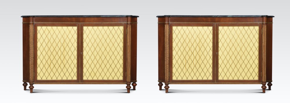 Pair of Regency style mahogany two door cabinets