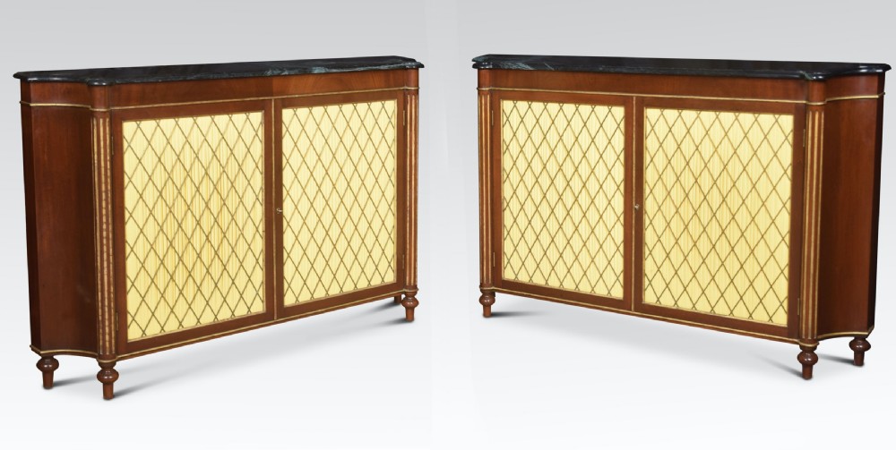 Pair of Regency style mahogany two door cabinets View II