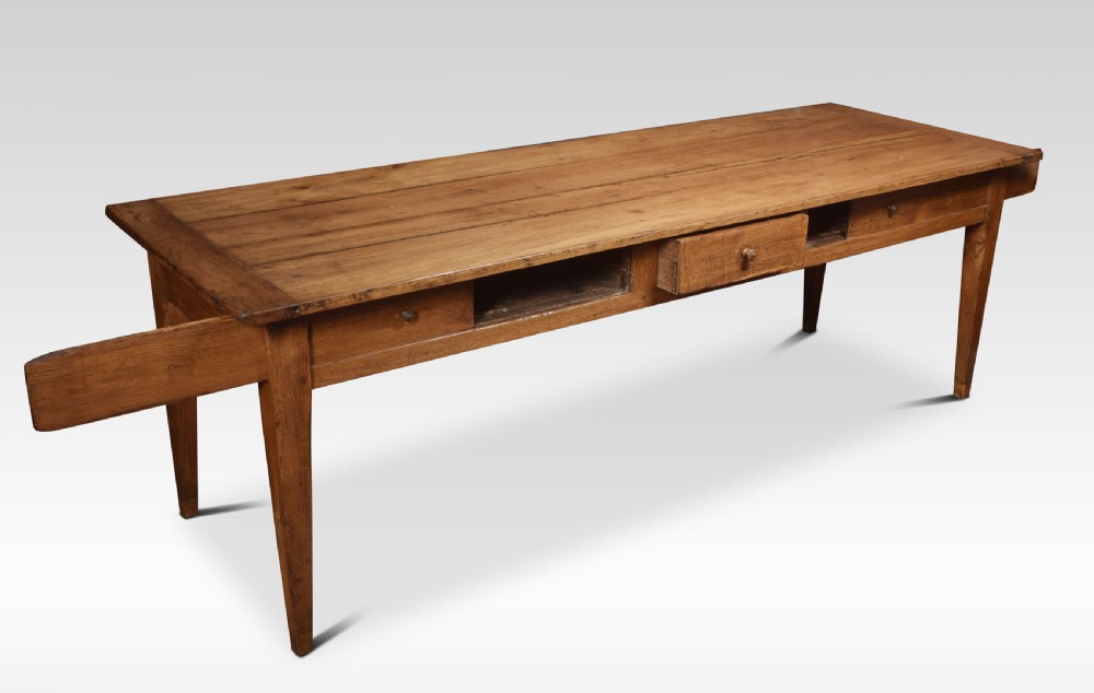 Large oak farmhouse kitchen dining table View II