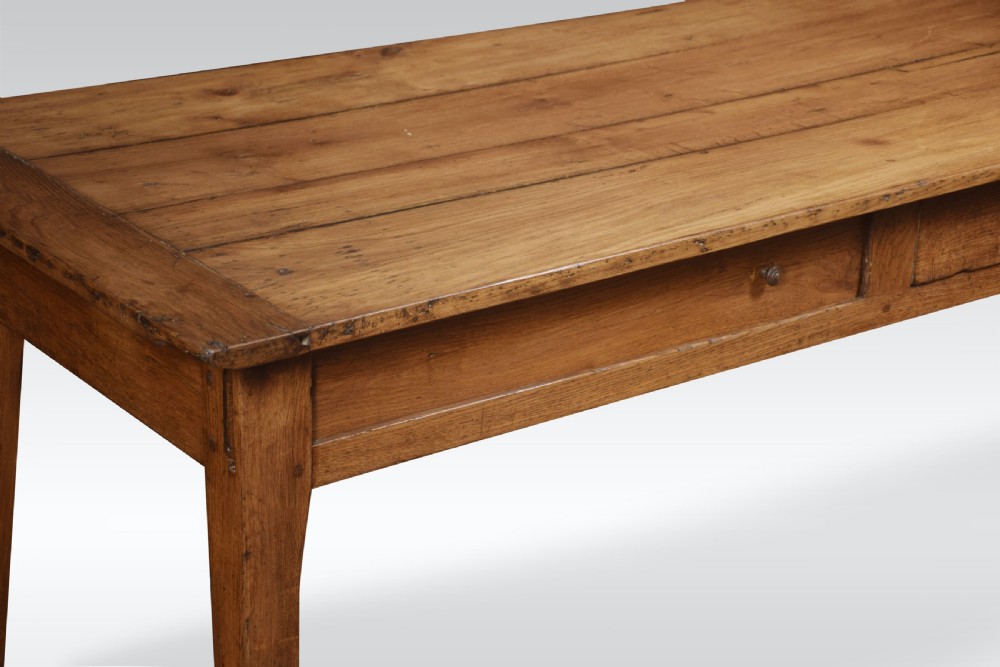 Large oak farmhouse kitchen dining table View III