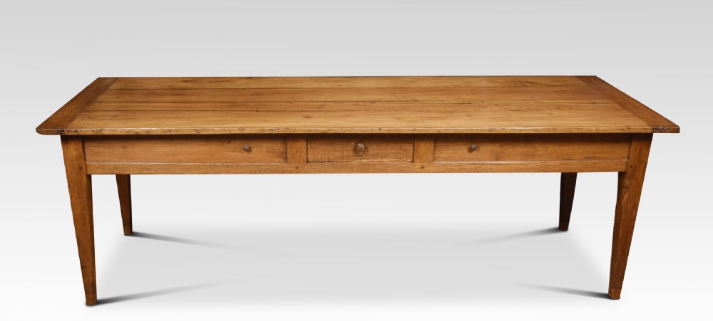 Large oak farmhouse kitchen dining table View IV