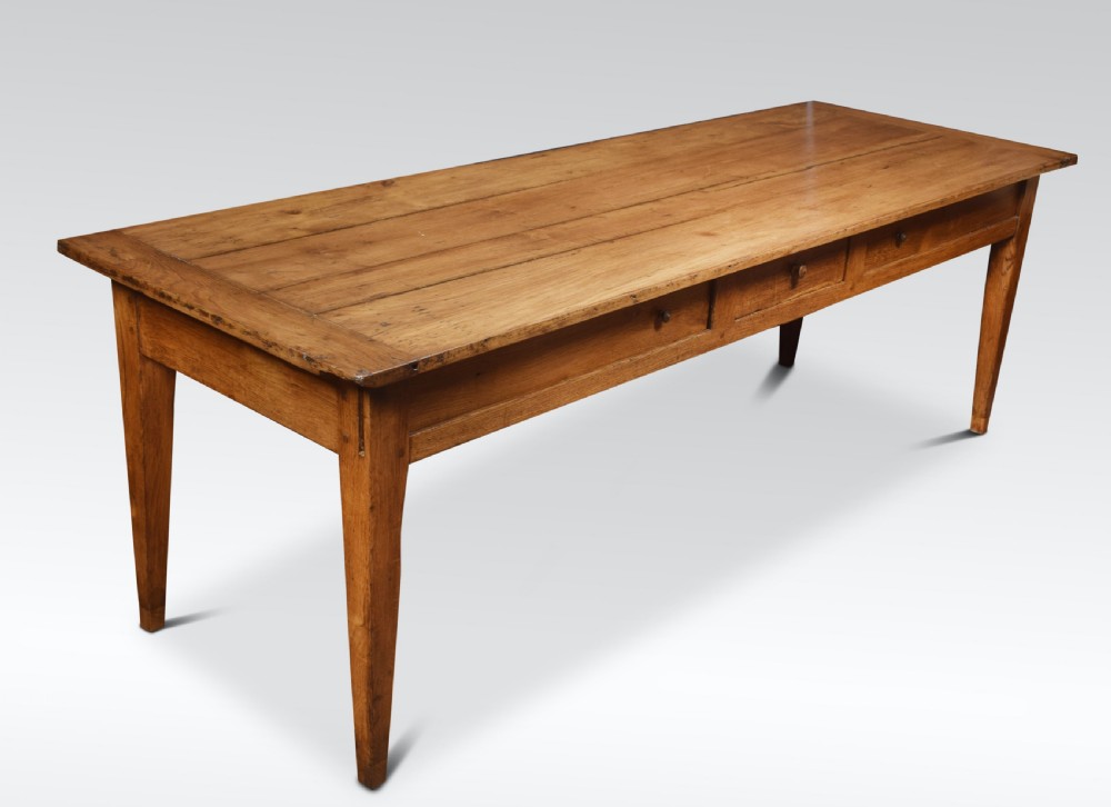 Large oak farmhouse kitchen dining table View V