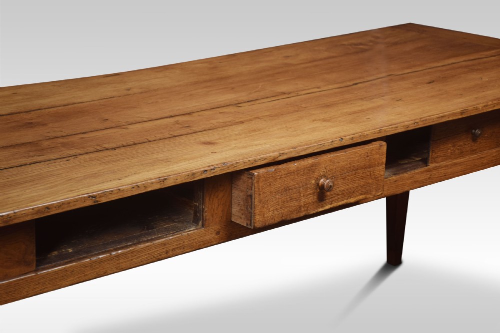 Large oak farmhouse kitchen dining table View VII