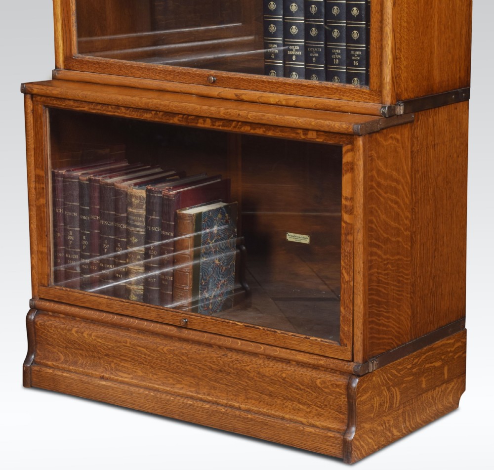 Pair Oak globe Wernicke six section bookcases View IV