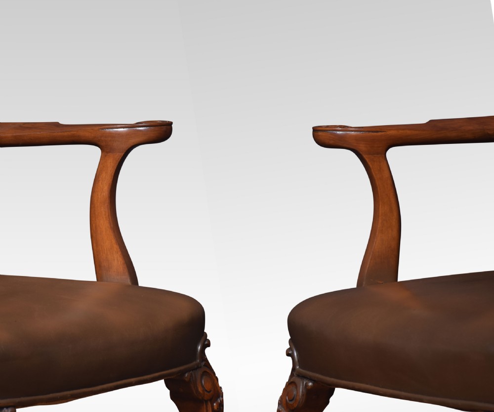 Set of eight high back brown leather upholstered dining chairs View VIII