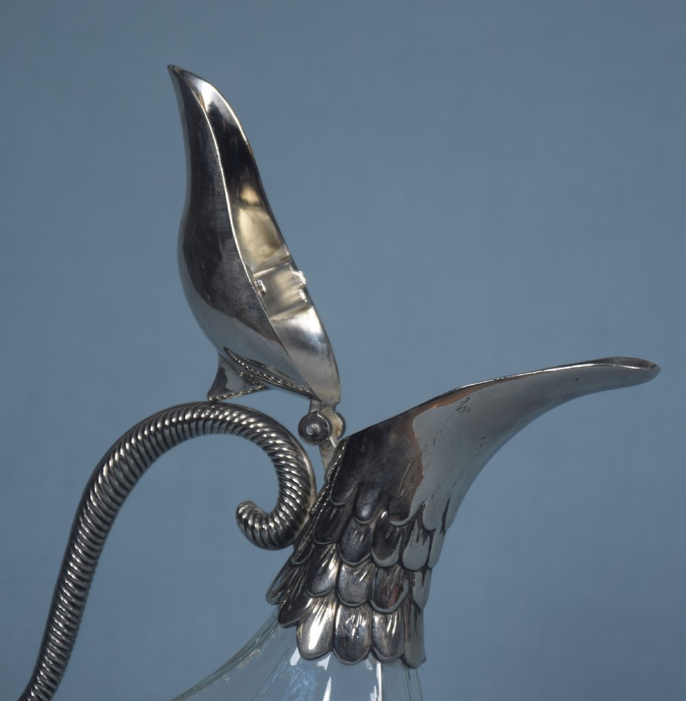 Silver plated and glass claret jug View II