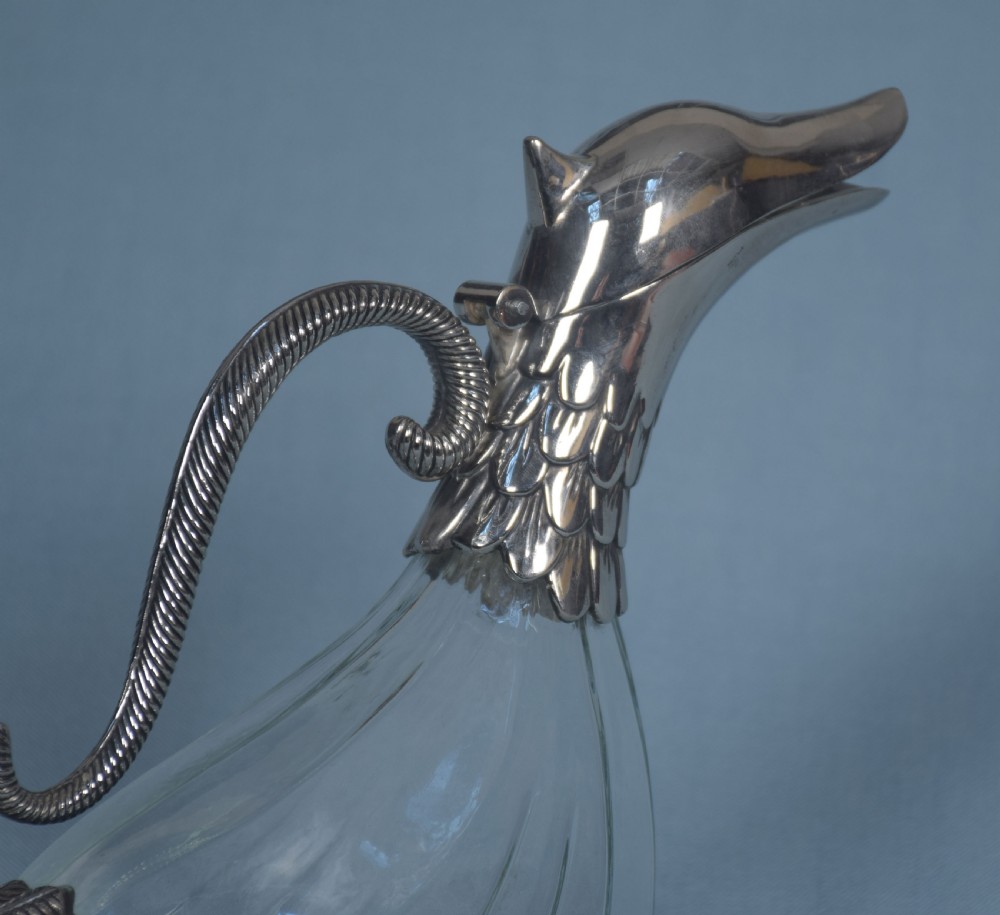 Silver plated and glass claret jug View VII