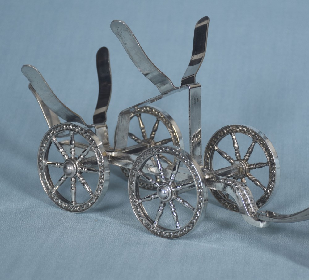 Pair of silver plated bottle stands View II