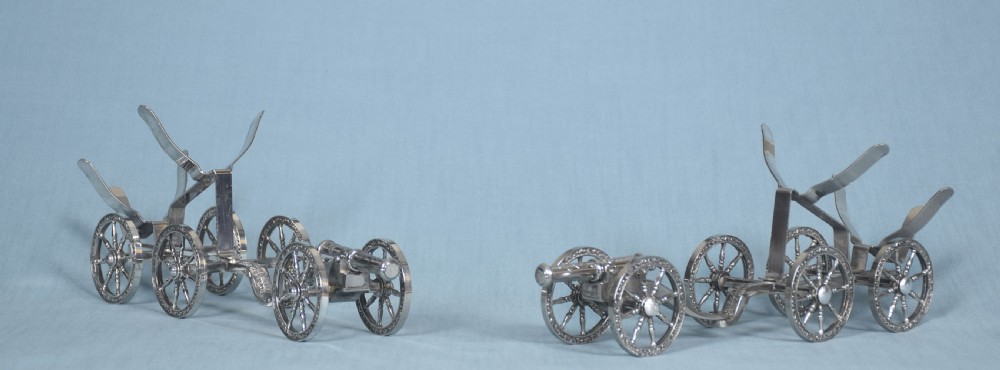 Pair of silver plated bottle stands View III