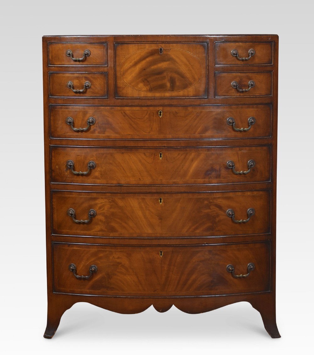 Regency style mahogany bow fronted chest of drawers View II